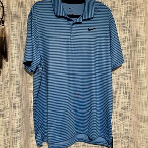 Nike Men's Polo Shirt in Blue and Black Stripes